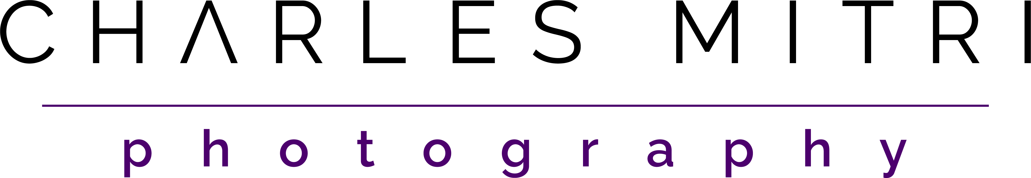 Charles Mitri Photography logo in purple, white, and black